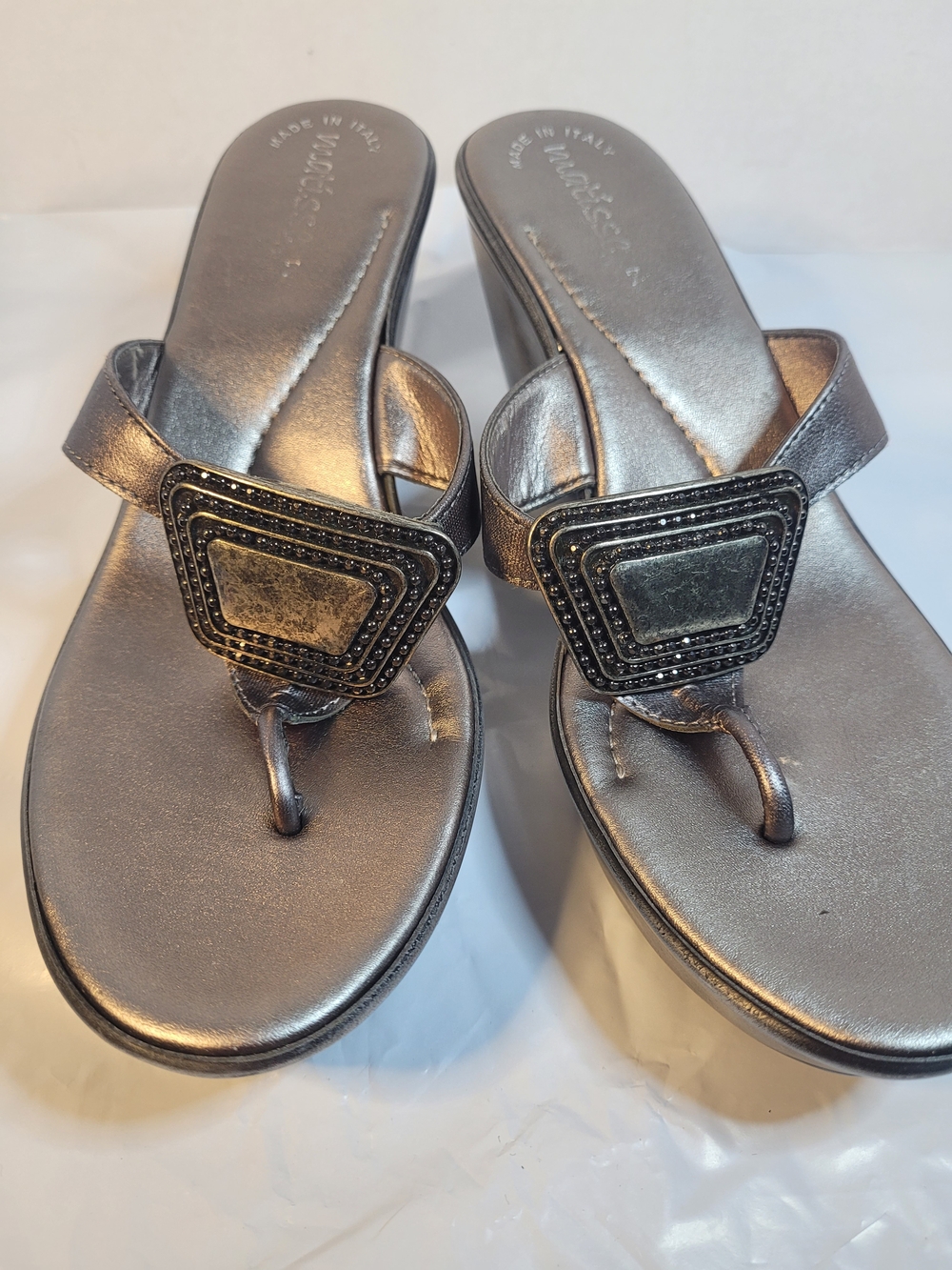 Matisse Silver Wedge Sandals Size 38